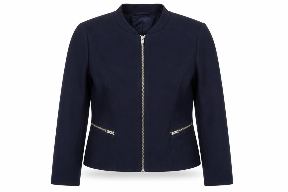 Jacqueline de Yong Women's Blue Slim Fit Zip Jacket Size 12