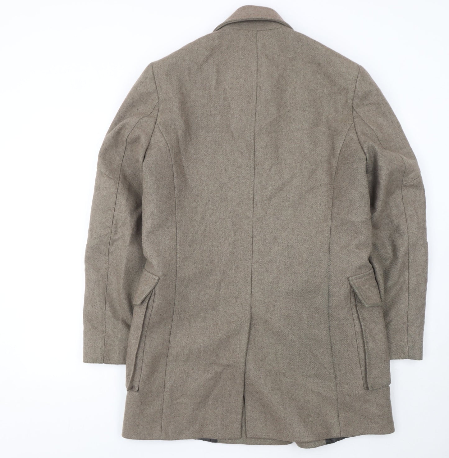 Reiss Women's Beige Wool Pea Coat Size S Classic Mid-Length