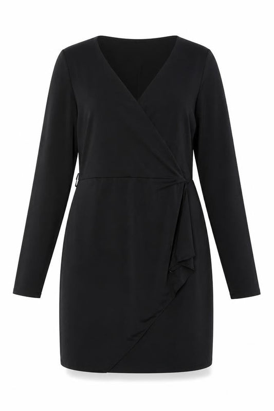 River Island Women’s Black Wrap Knee Length Dress Size 14