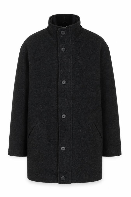 Stamp Collection Men's Black Wool Blend Mid-Length Overcoat M