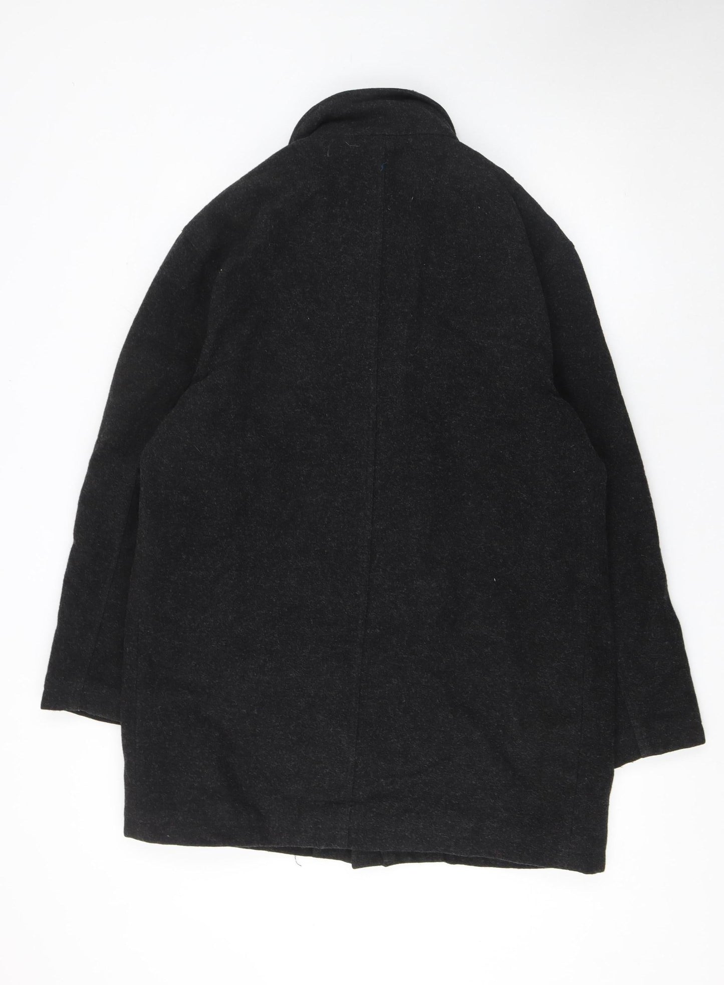 Stamp Collection Men's Black Wool Blend Mid-Length Overcoat M