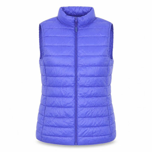 Front view of Dunnes Women Blue Quilted Puffer Waistcoat, size 10