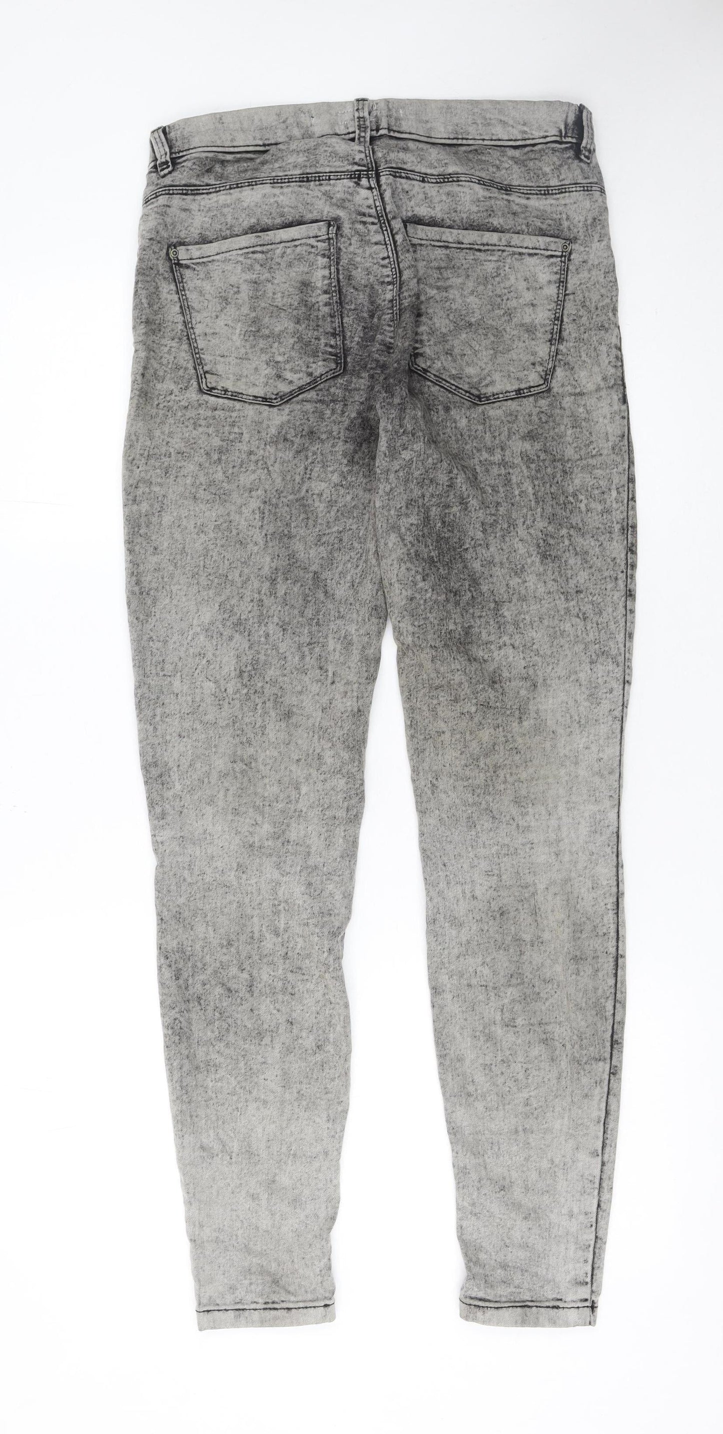 Pull & Bear Women's Grey Acid Wash Skinny Jeans Size 10