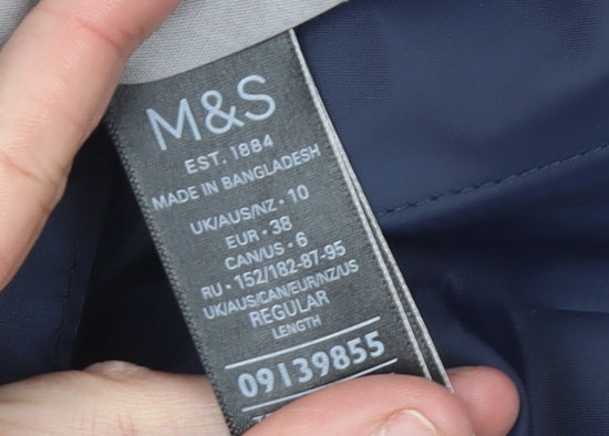Marks and Spencer Womens Blue Size 10 Regular Stretch Trousers