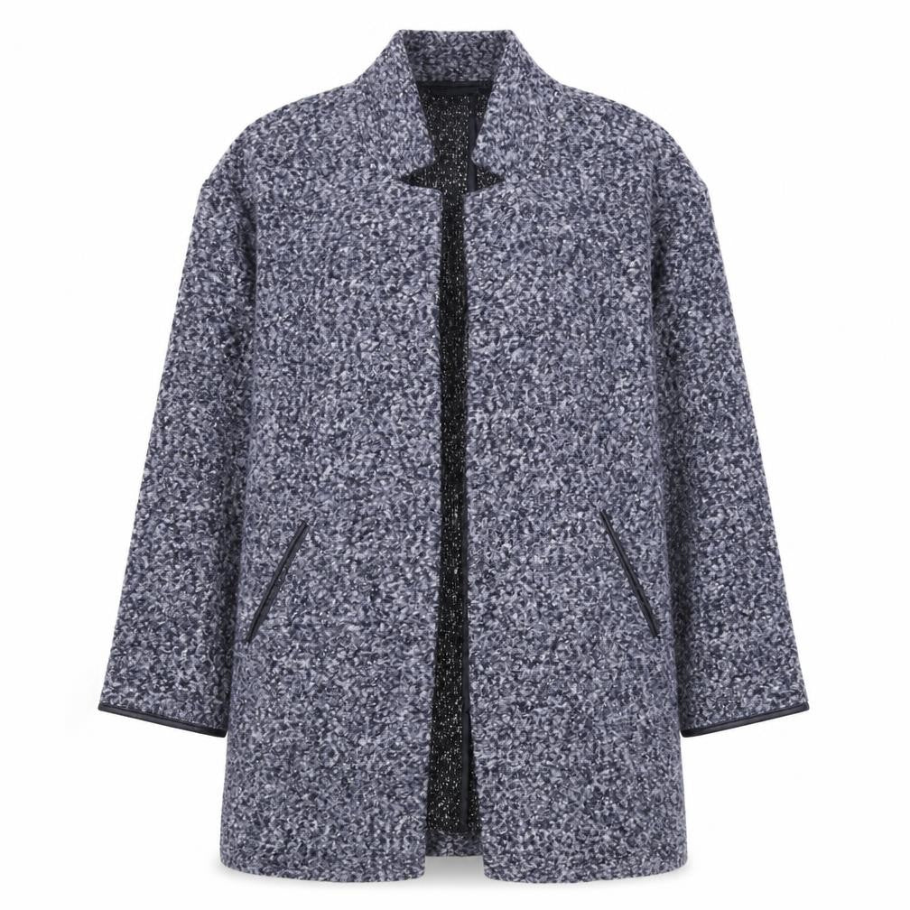 Marks & Spencer Women Blue Petite Size 8 Collared Knit Cardigan