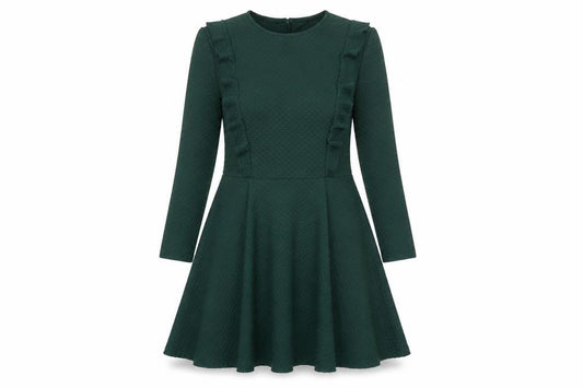 Olivia Stelly Petites Green Fit & Flare Dress UK 8 Women’s Round Neck 3/4 Sleeve