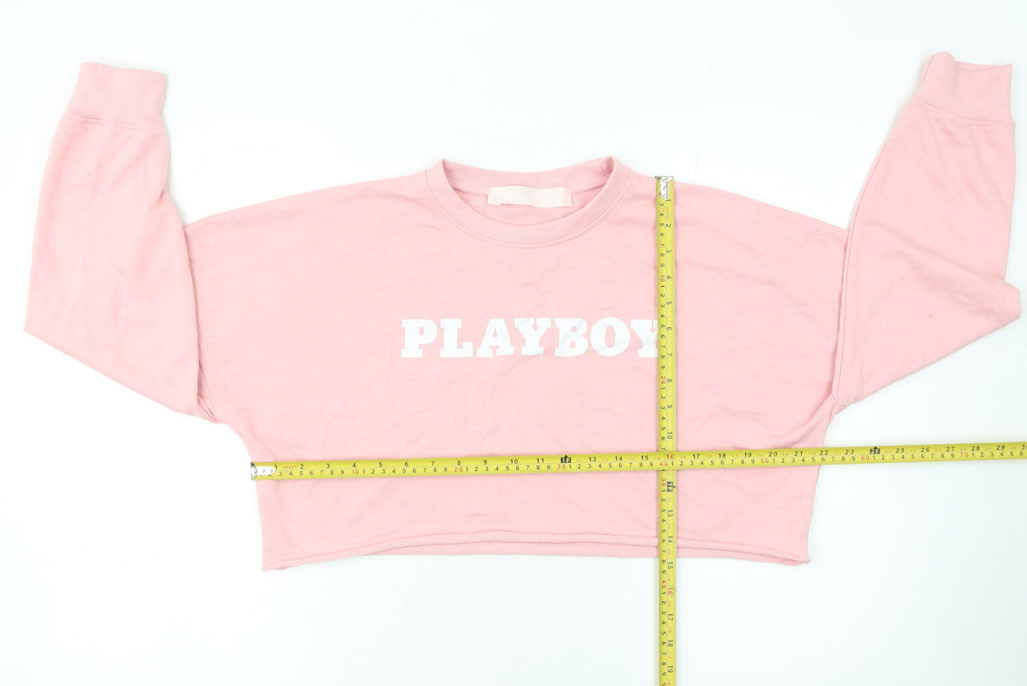 Playboy x Missguided Pink Cropped Pullover Sweatshirt Women Size 12