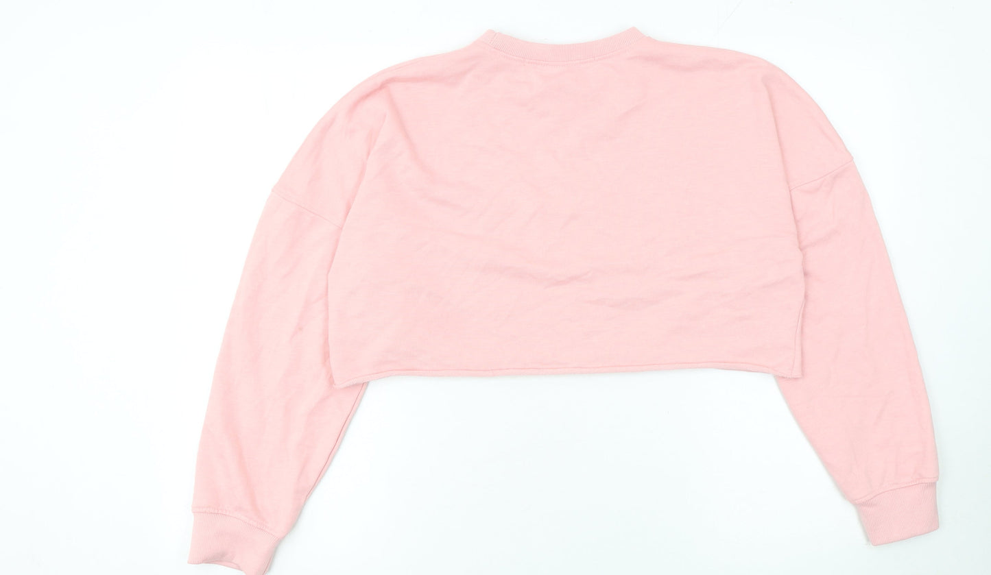 Playboy x Missguided Pink Cropped Pullover Sweatshirt Women Size 12