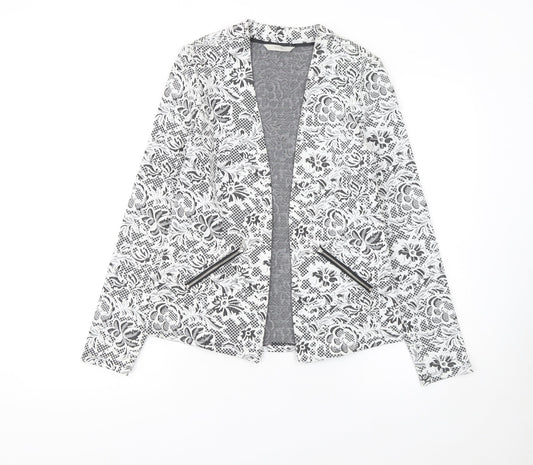 George Women Black & White Floral Blazer Size 10 Regular Soft Stretch Jacket