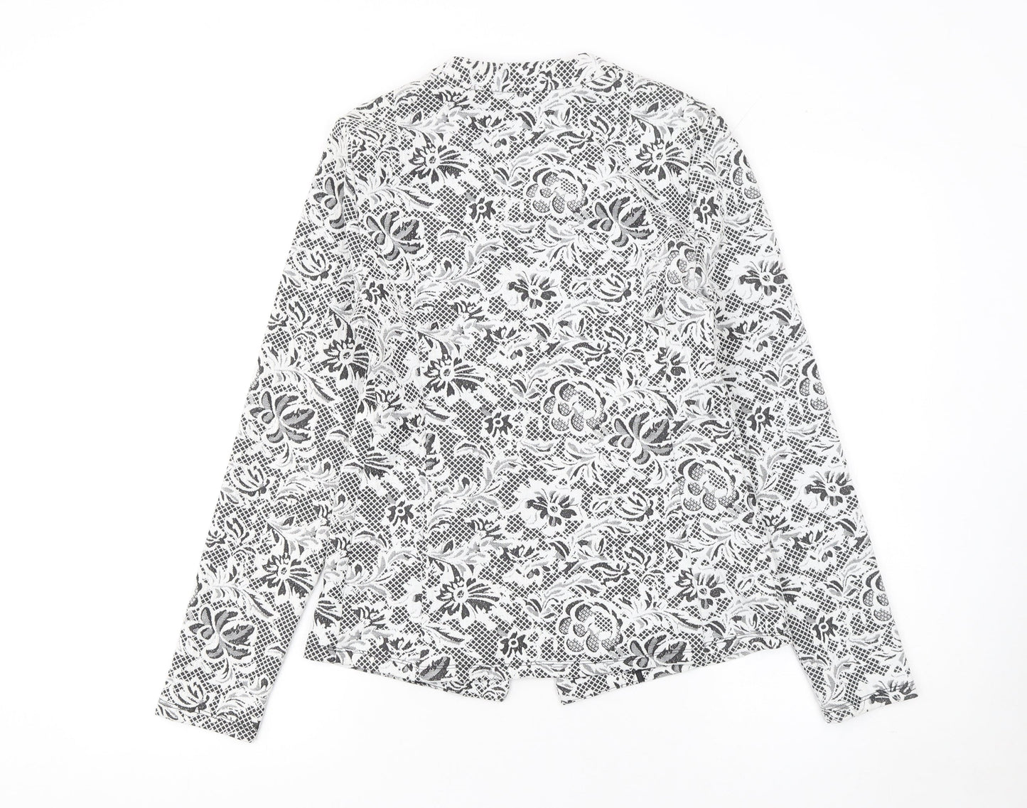 George Women Black & White Floral Blazer Size 10 Regular Soft Stretch Jacket