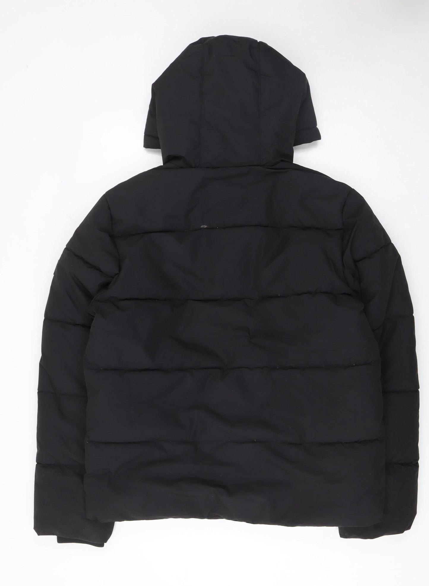ONLY & SONS Men's Black Puffer Jacket Size M Hooded Polyester Winter Coat