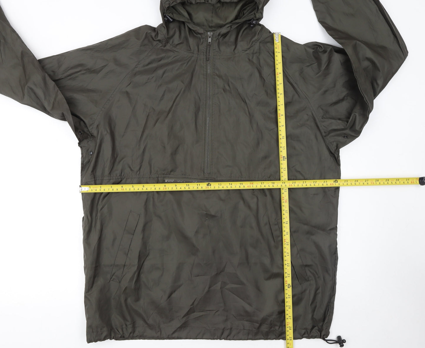 Modern Casuals Men’s Green Hooded Anorak Jacket M Waterproof Windproof