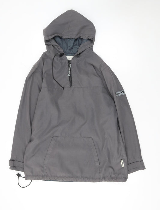Wrangler Men's Grey Hooded Anorak Jacket Size L Outdoor Casual