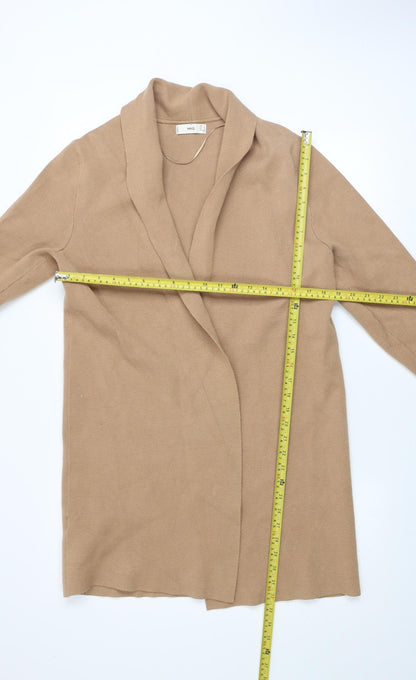 Mango Mens Beige S Collared Knit Long Sleeve Cardigan
