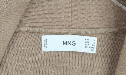 Mango Mens Beige S Collared Knit Long Sleeve Cardigan