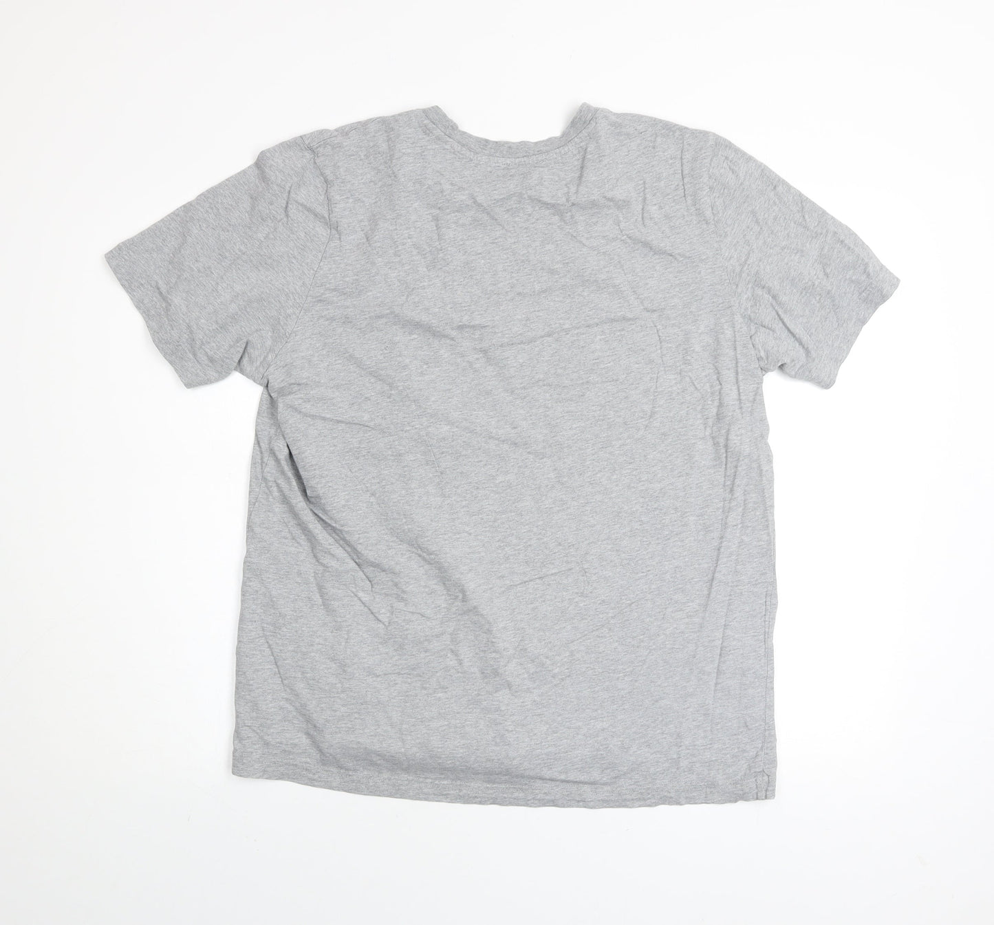 Adidas Men's Grey Cotton Logo Short Sleeve Sports T-Shirt L