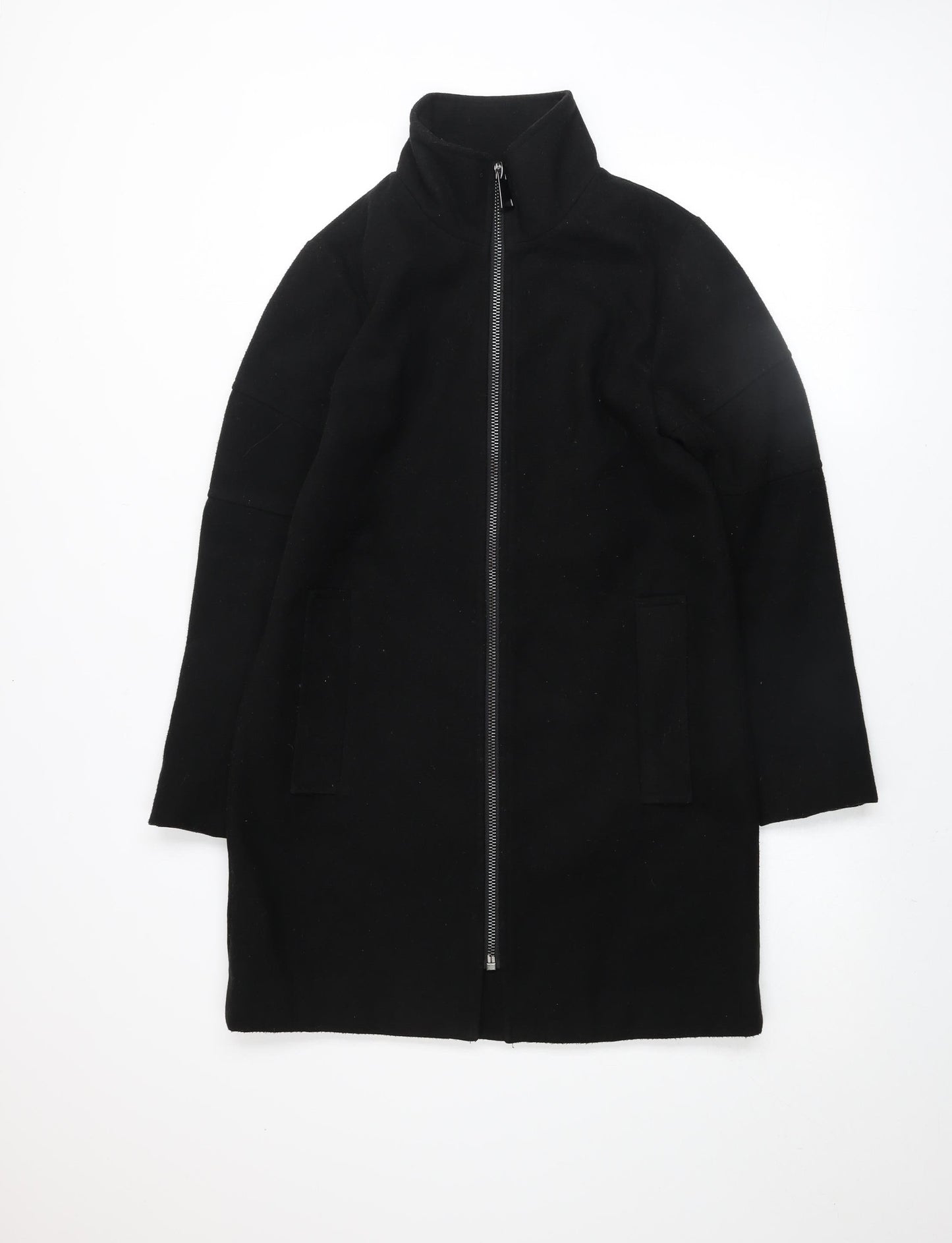 Jacqueline de Yong Womens Black Mid-Length Zip Coat Size S
