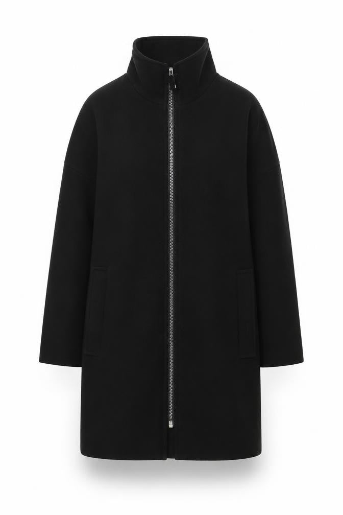 Jacqueline de Yong Womens Black Mid-Length Zip Coat Size S