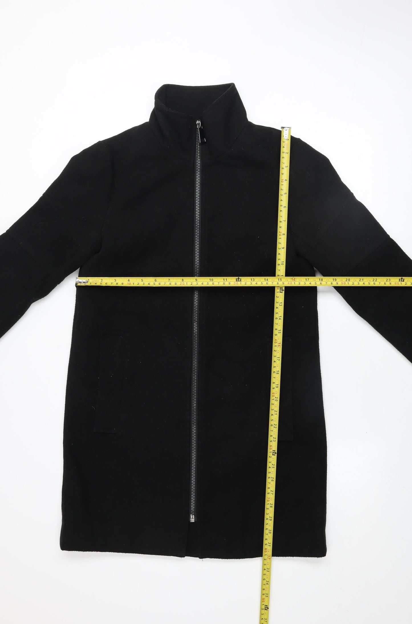Jacqueline de Yong Womens Black Mid-Length Zip Coat Size S