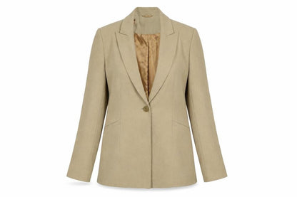 Front view of Principles Petite Beige Single-Breasted Blazer Jacket, size 10