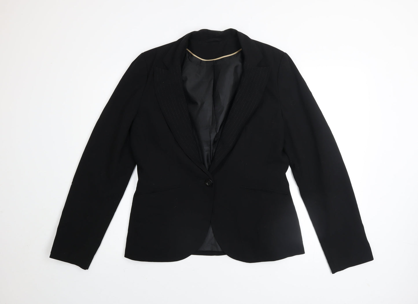 Dorothy Perkins Women Black Size 14 Classic Single-Breasted Blazer