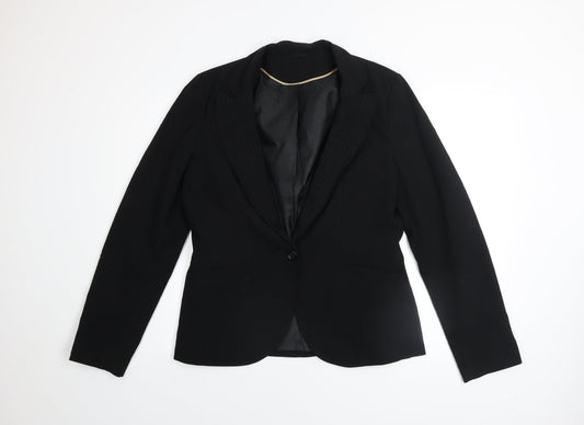 Dorothy Perkins Women Black Size 14 Classic Single-Breasted Blazer