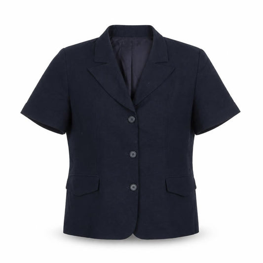 N&B Classic Women Blue Short Sleeve Linen Blazer Size 14