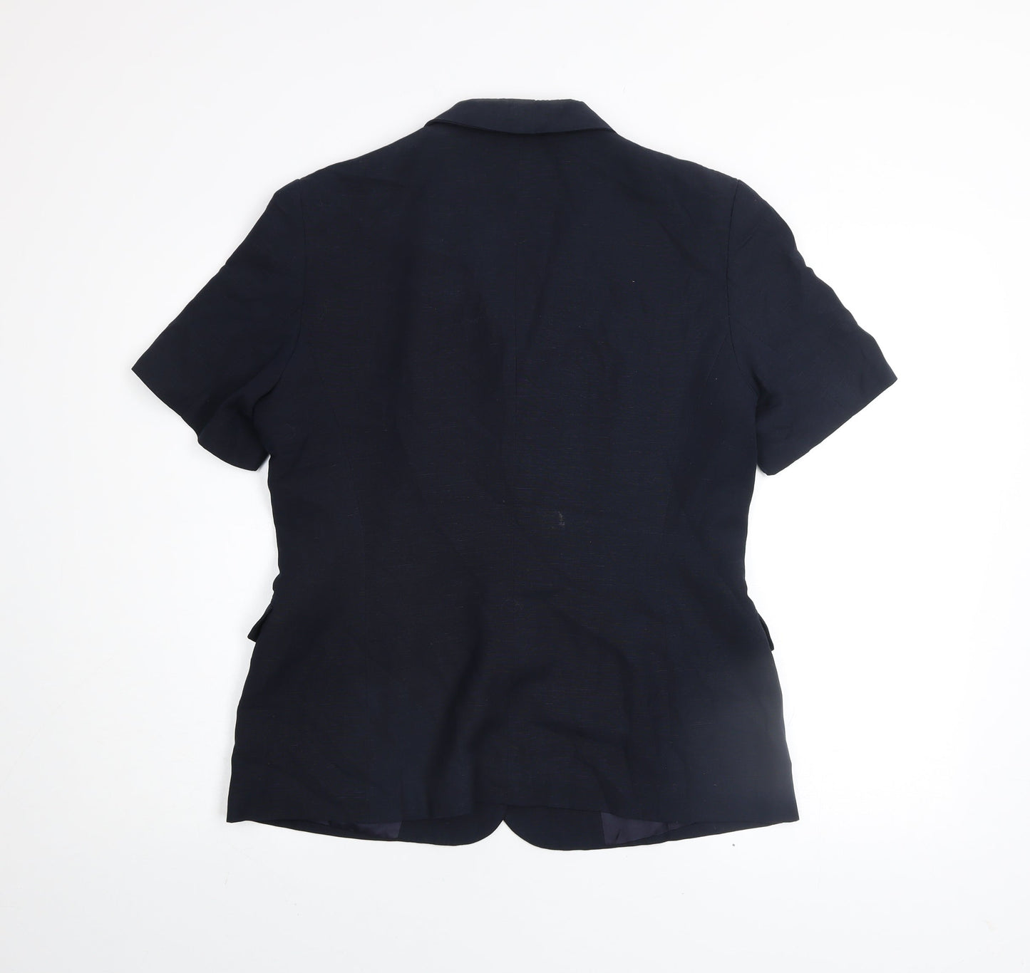 N&B Classic Women Blue Short Sleeve Linen Blazer Size 14