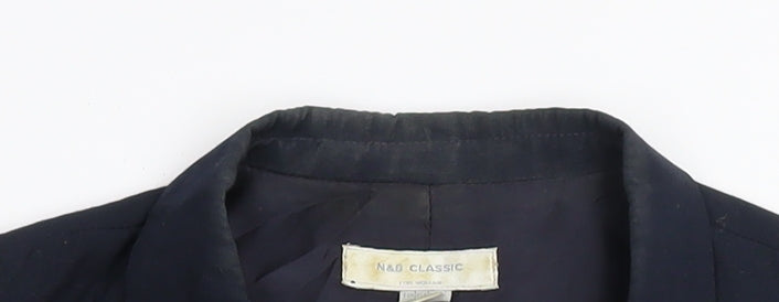 N&B Classic Women Blue Short Sleeve Linen Blazer Size 14