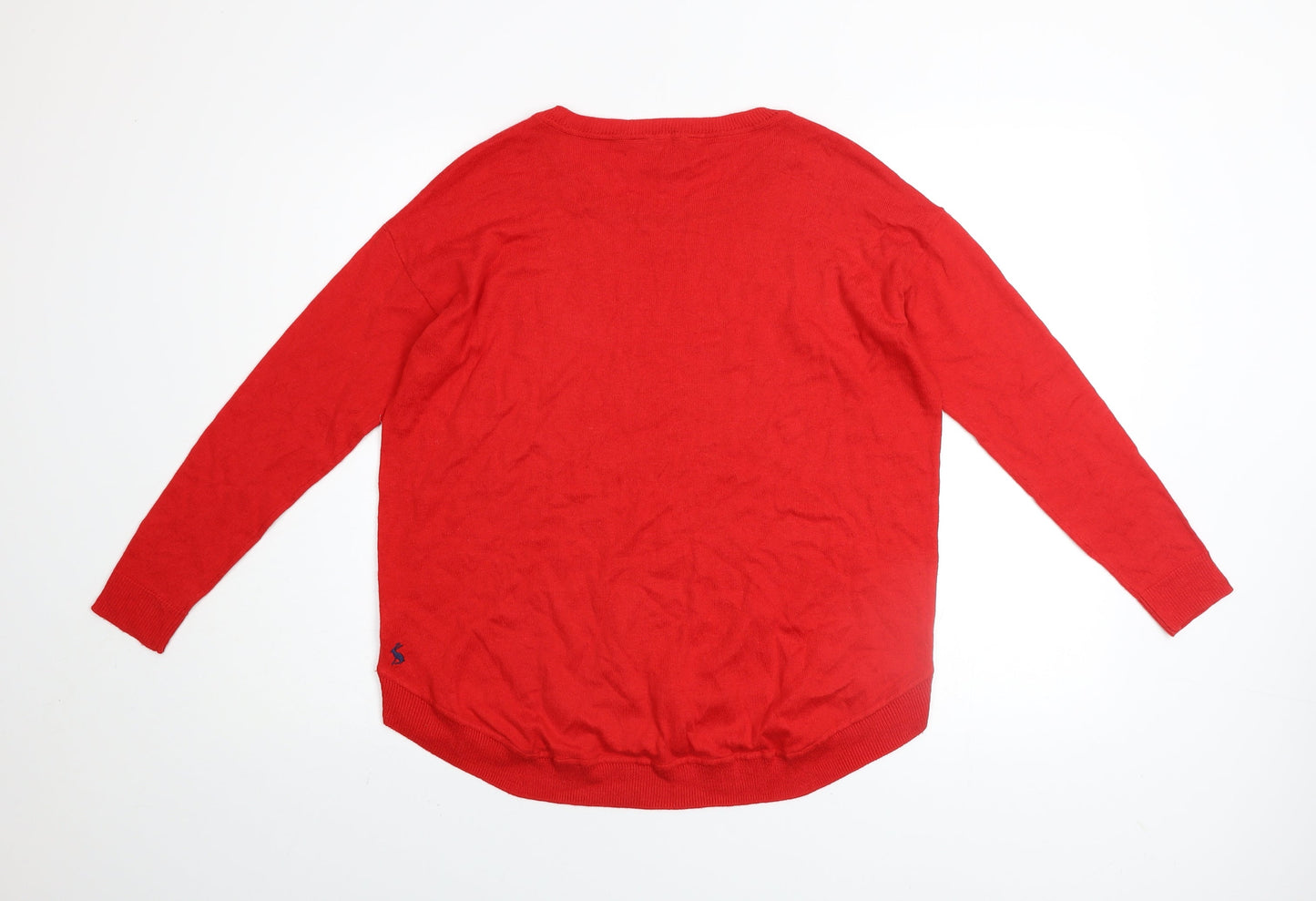 Joules Womens Red Crew Neck Long Sleeve Pullover Jumper Size 2XS