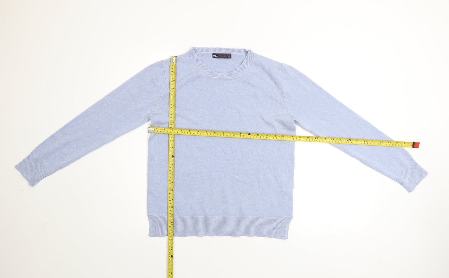Marks and Spencer Women Blue Size 12 Crew Neck Acrylic Jumper