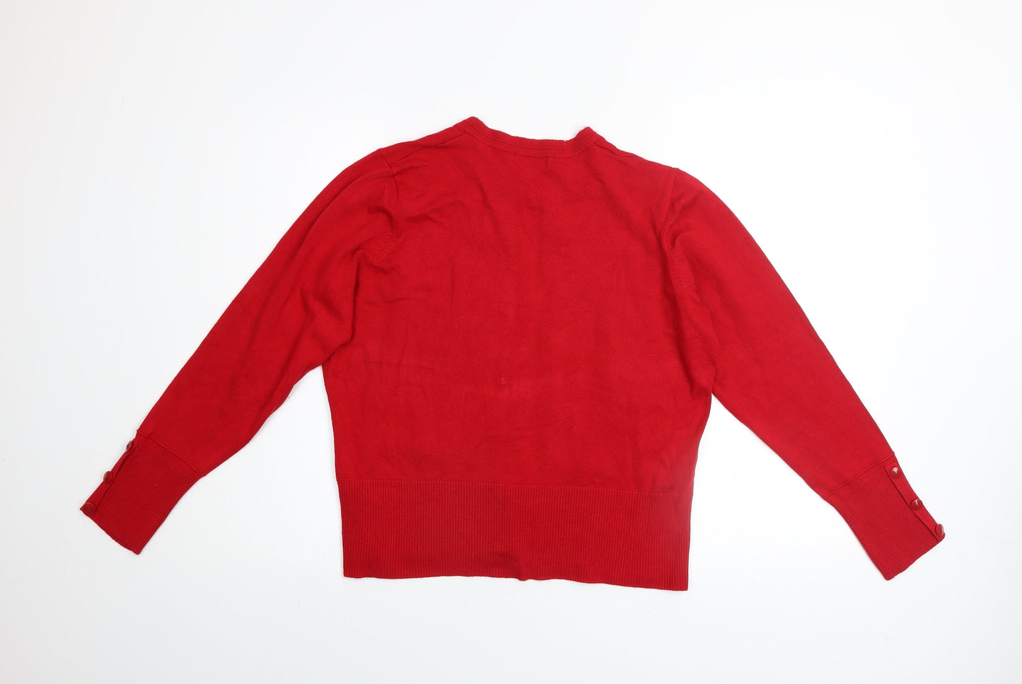 Debenhams Petite Red Cardigan Womens Size 18 Crew Neck Knitwear