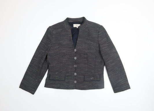 CC Women's Grey Tweed Blazer Size 14 Classic Lined Jacket