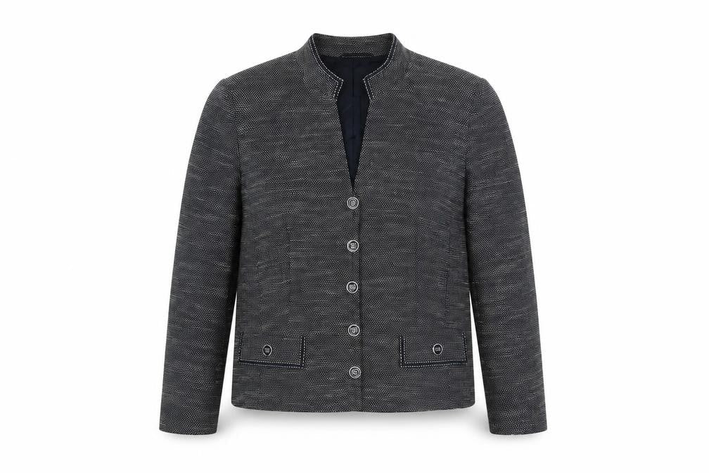 Country Casuals Women's Grey Tweed Blazer Size 14 Classic Lined Jacket