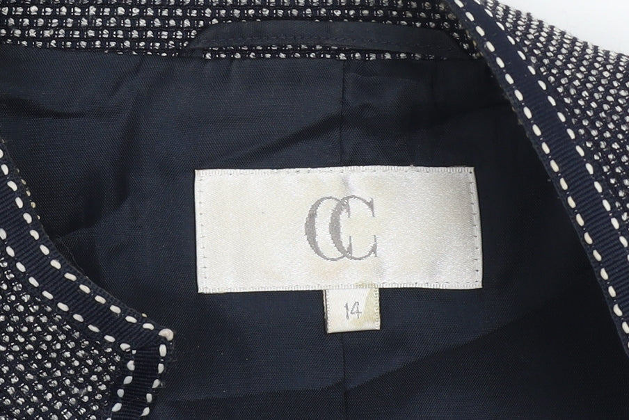 CC Women's Grey Tweed Blazer Size 14 Classic Lined Jacket