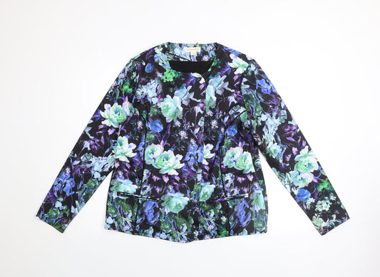 Monsoon Womens Multicoloured Floral Blazer Size 14 Lined Jacket