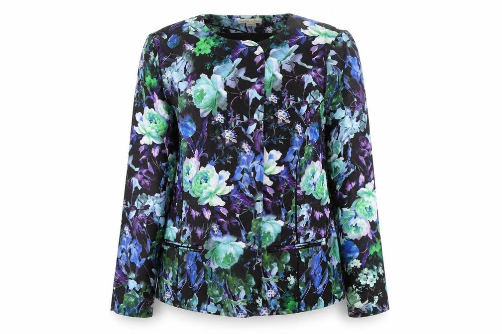 Monsoon Womens Multicoloured Floral Blazer Size 14 Lined Jacket