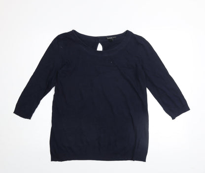 Mango Women Blue Basic 3/4 Sleeve Cotton Blouse Size S