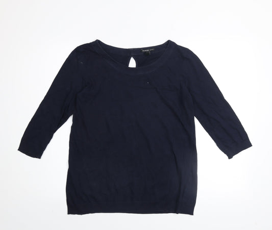 Mango Women Blue Basic 3/4 Sleeve Cotton Blouse Size S