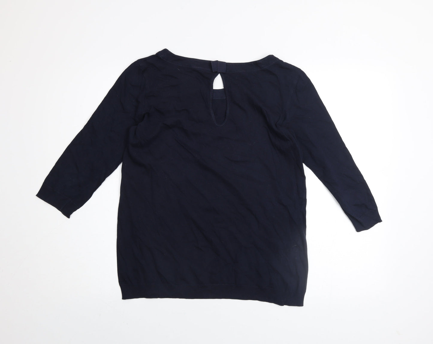 Mango Women Blue Basic 3/4 Sleeve Cotton Blouse Size S