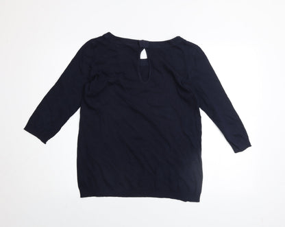 Mango Women Blue Basic 3/4 Sleeve Cotton Blouse Size S