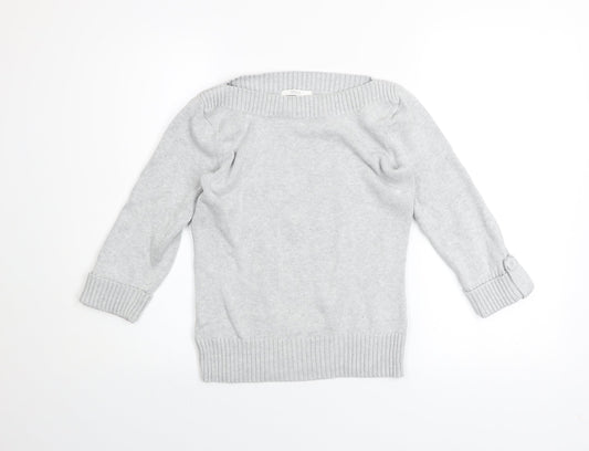 Marks and Spencer Women’s Grey Cotton Boat Neck Jumper Size 8