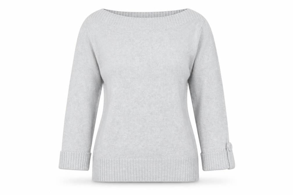 Marks & Spencer Women’s Grey Cotton Boat Neck Jumper Size 8