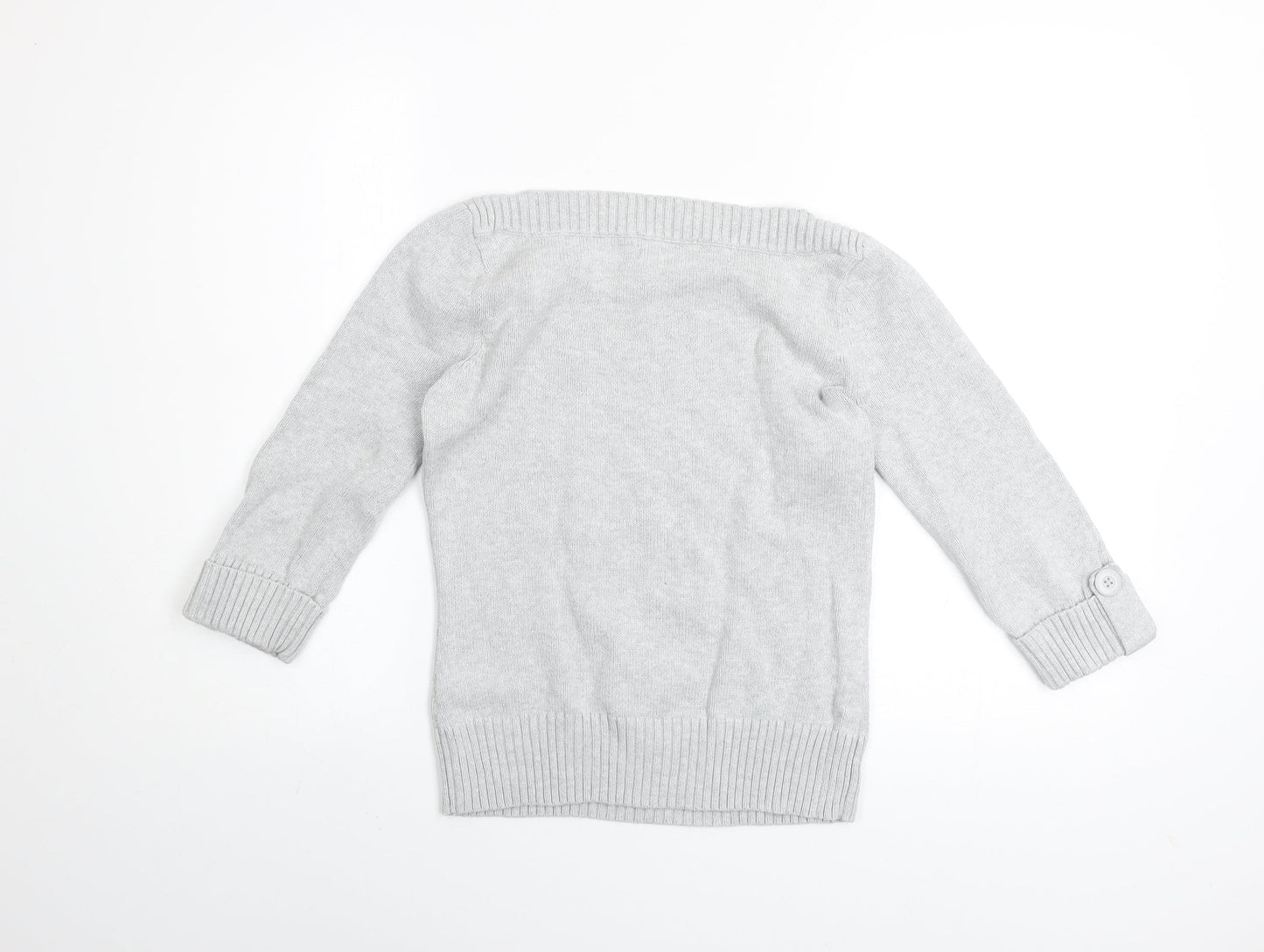 Marks and Spencer Women’s Grey Cotton Boat Neck Jumper Size 8