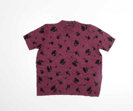 Marks and Spencer Women's Purple Floral Knit T-Shirt Size 14