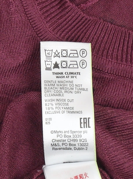 Marks and Spencer Women's Purple Floral Knit T-Shirt Size 14