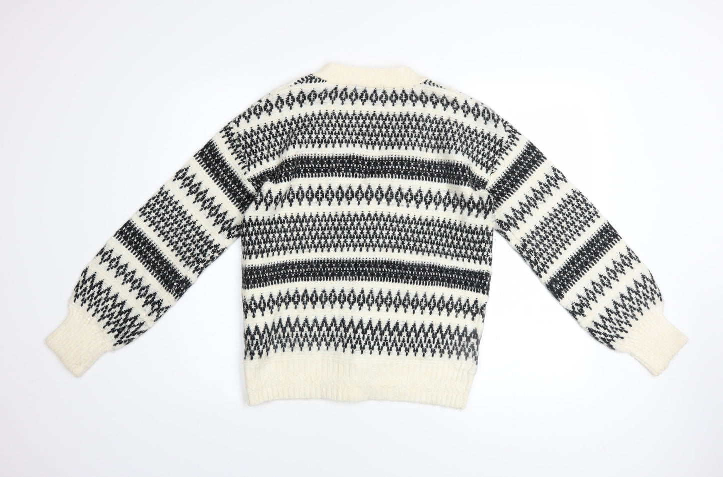 Marks and Spencer Womens Black White Fair Isle Cardigan XS