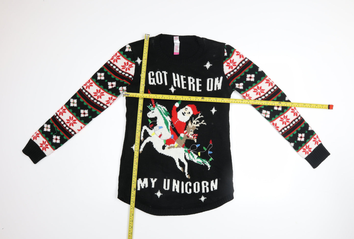 No Boundaries Girls Black Christmas Unicorn Long Sleeve Sweater Dress 11-13 Years
