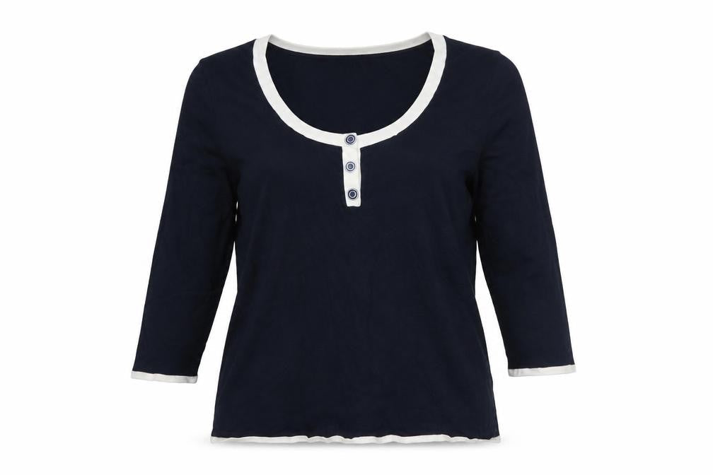 M&Co Women’s Blue Henley 3/4 Sleeve Jumper Size L