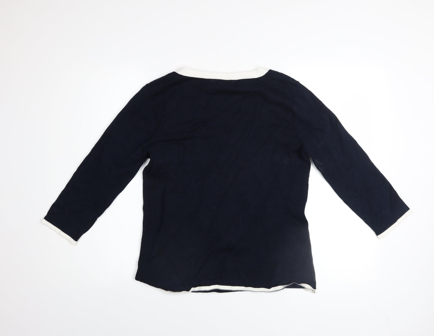 M&Co Women’s Blue Henley 3/4 Sleeve Jumper Size L
